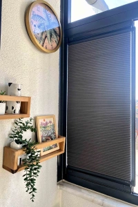 Anthracite Blackout Honeycomb Pleat Curtain