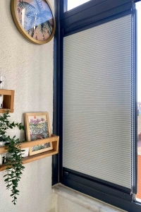 Gray Blackout Honeycomb Pleat Curtain
