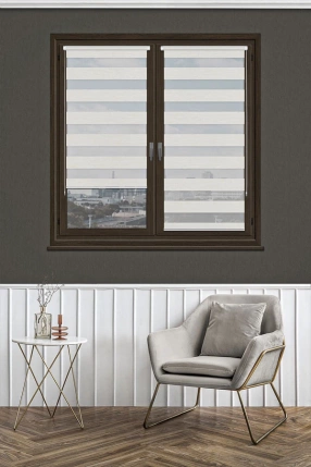 Kirli Beyaz Mini Zebra Perde