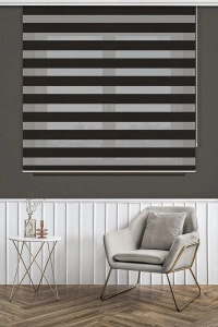 Dark Brown Bamboo Zebra Curtain 