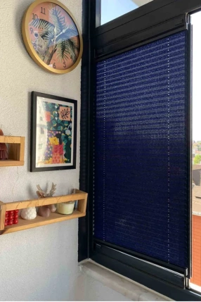 Mercury Pleated Curtain Navy Blue