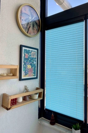 Mercury Pleated Curtain Blue
