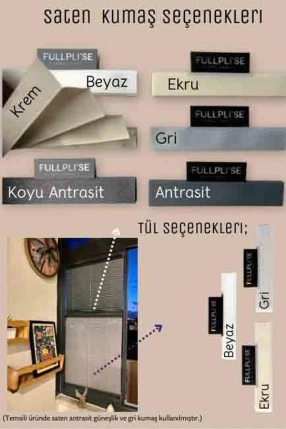 Saten Kumaş & Tül Gece-Gündüz Çiftli Plise Perde