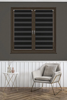 Siyah Mini Zebra Perde