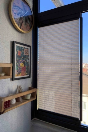 Alacalı Ekru Plise Perde