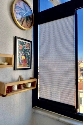 Alacalı Gri Plise Perde