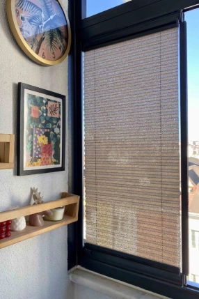 Alacalı Kahve Plise Perde