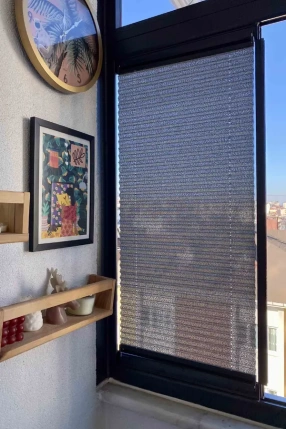 Mottled Dark Gray Pleated Curtain