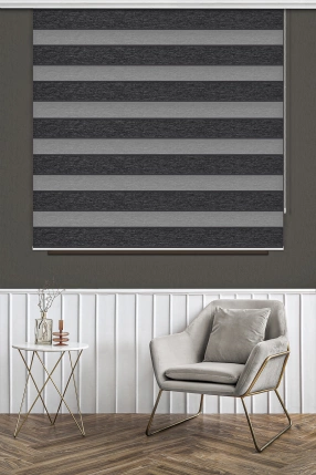 Koyu Gri Blackout Zebra Perde